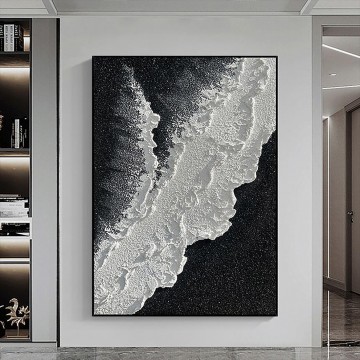 En blanco y negro Painting - Vinilo de pared Arena de olas de playa blanca y negra 03